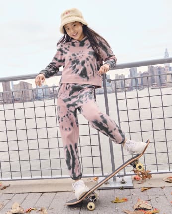 Teen Girls Tie Dye Jogger Pants The Children s Place PALE BLUSH