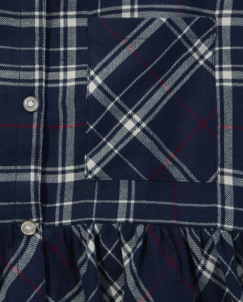 Tween Girls Plaid Peplum Button-Up Top