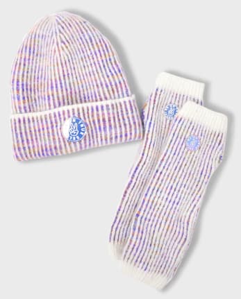 Tween Girls Mantra Beanie & Fingerless Gloves Set