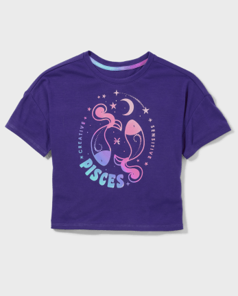 Camiseta para dormir del zodiaco Piscis para niñas Tween