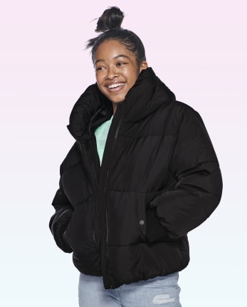 Girls' quilted down jacket colour navy blue | 4F: Sportswear and shoes