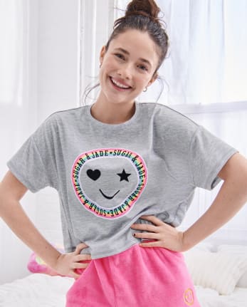 Tween Girls Logo Happy Face Sleep Tee