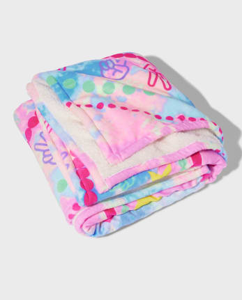 Tween Girls Tie-Dye Happy Face Blanket