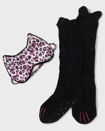 Conjunto de calcetines y máscara de ojos de gato Tween Niña