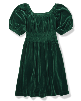 Smocked Velour Babydoll Dress
