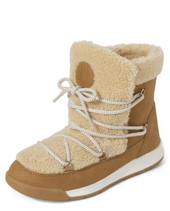Tween Girls Faux Fur Lace Up Boots