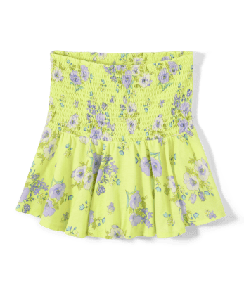 Tween Girls Floral Smocked Skirt