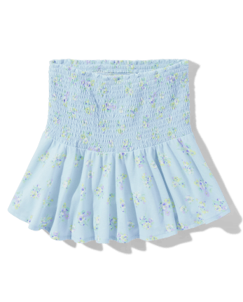 Tween Girls Floral Smocked Skirt