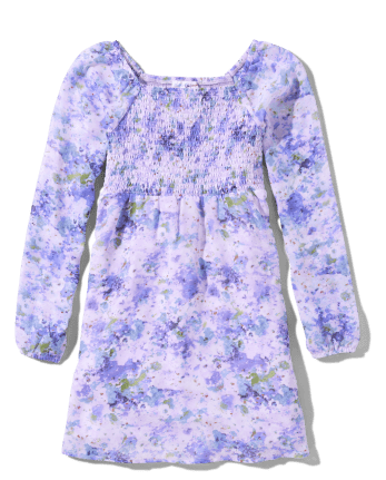 Girls Print Smocked Dress
