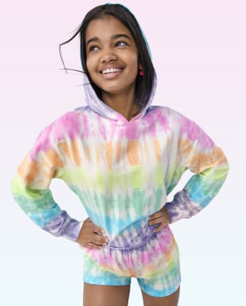 Girls Tie Dye French Terry Hoodie
