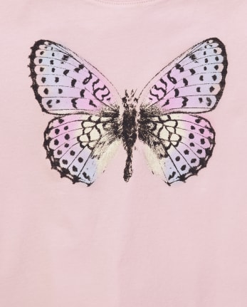 Girls Butterfly Oversized Graphic Tee