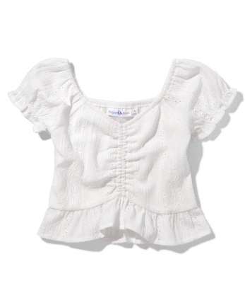 Tween Girls Eyelet Ruched Top