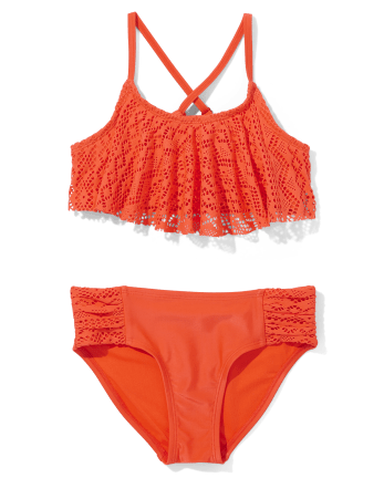 Tween Girls Lace Ruffle Bikini Swimsuit