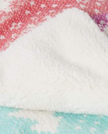 Tween Girls Snowflake Fairisle Sherpa Blanket