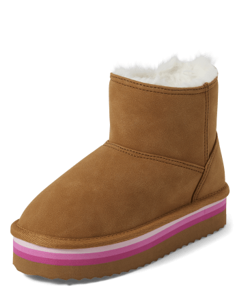 Tween Girls Striped Platform Faux Suede Chalet Booties