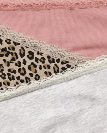 Teen Girls Leopard Print Lace Trim Hipster Underwear 5-Pack | Sugar ...