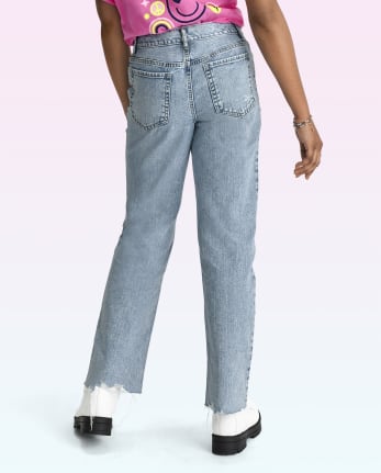 Tween Girls Distressed Low Rise Straight Jeans