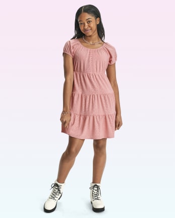 Tween Girls Eyelet Tiered Dress