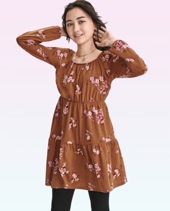 Tween Girls Floral Tiered Dress
