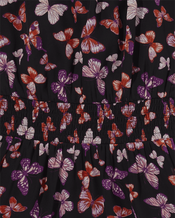Vestido fruncido de georgette con mariposas para niñas Tween