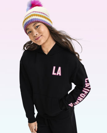 Tween Girls Striped Pom Pom Beanie