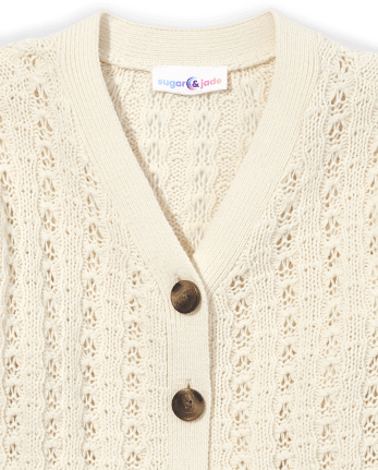 Tween Girls Tuck Stitch Cropped Cardigan
