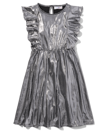 Girls Metallic Fit And Flare Dress