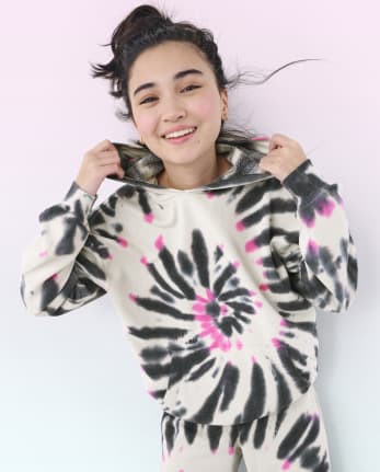 Tween Girls Tie Dye Fleece Hoodie