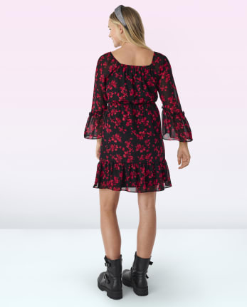 Tween Girls Floral Ruffle Dress
