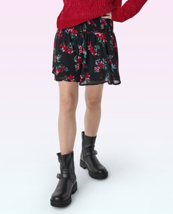 Tween Girls Floral Smocked Skirt