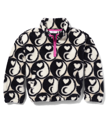 Tween Girls Print Sherpa Oversized Half-Zip Pullover