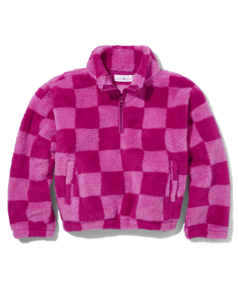 Tween Girls Print Sherpa Oversized Half-Zip Pullover