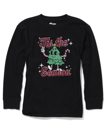 Tween Girls Christmas Tree Oversized Graphic Tee