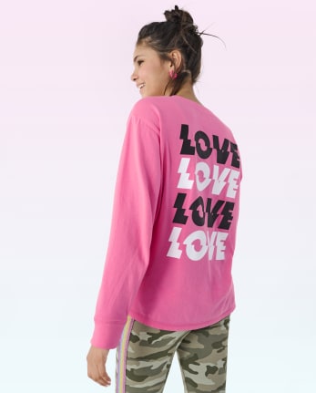 Tween Girls Love Oversized Graphic Tee