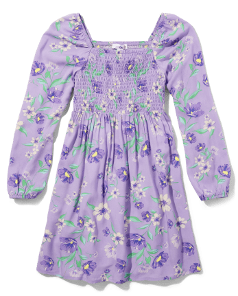 Tween Girls Floral Smocked Dress