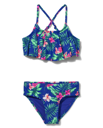 Tween Girls Sleeveless Tropical Flower Bikini Swimsuit | The Children's ...