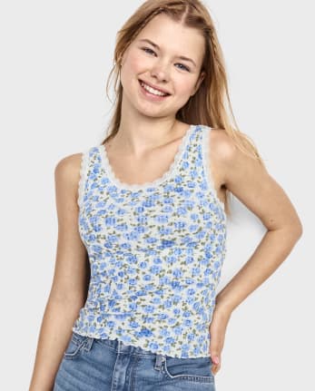 Tween Girls Sleeveless Floral Lace Tank Top BUNNYS TAIL The Children s Place