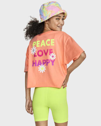 Tween Girls Oversized Cropped Graphic Tee