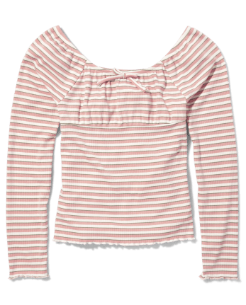 Tween Girls Stripe Ribbed Top