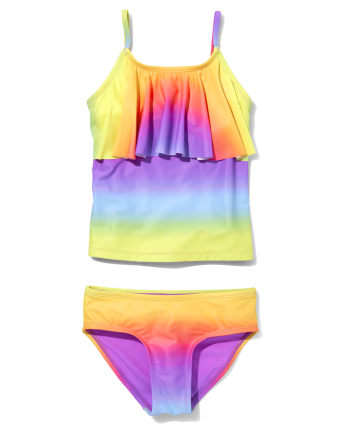 Girls Ombre Flounce Bikini Swimsuit