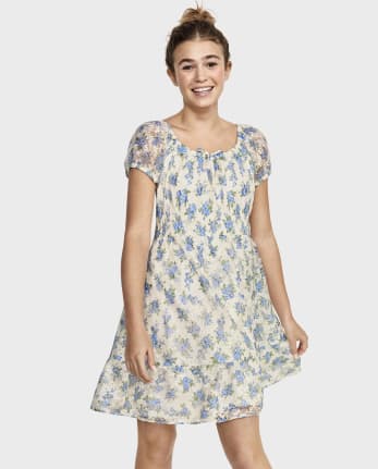 Vestido a capas de encaje para niñas preadolescentes
