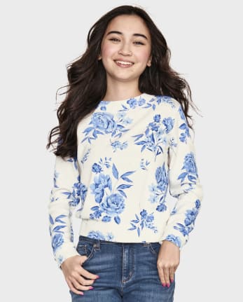 Tween Girls Floral Sweater