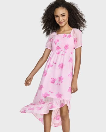 Tween Girls Floral Smocked Maxi Dress
