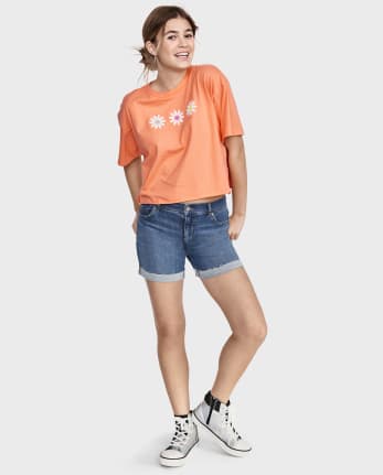 Tween Girls Denim Midi Shorts