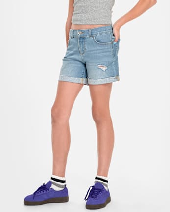 Tween Girls Denim Midi Shorts - Plus