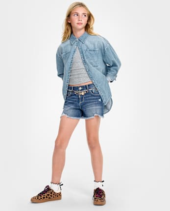 Tween Girls Denim Shortie Shorts - Slim