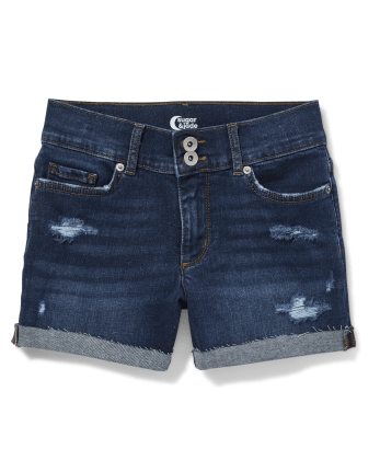 Tween Girls Wide Waistband Denim Shortie Shorts