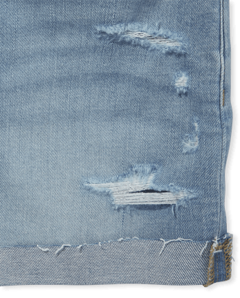 Tween Girls Wide Waistband Denim Shortie Shorts