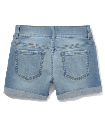 Tween Girls Wide Waistband Denim Shortie Shorts