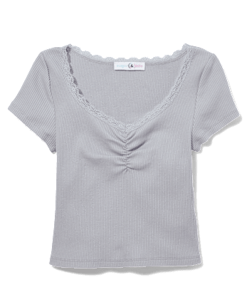Tween Girls Ribbed Cinch Cropped Top